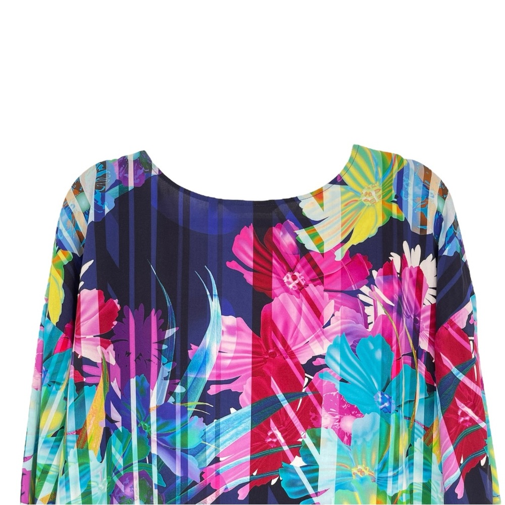 Soft Surroundings Mignon Top Size M Off-Shoulder Neck 3/4 Sleeve Violet Floral - Picture 9 of 15